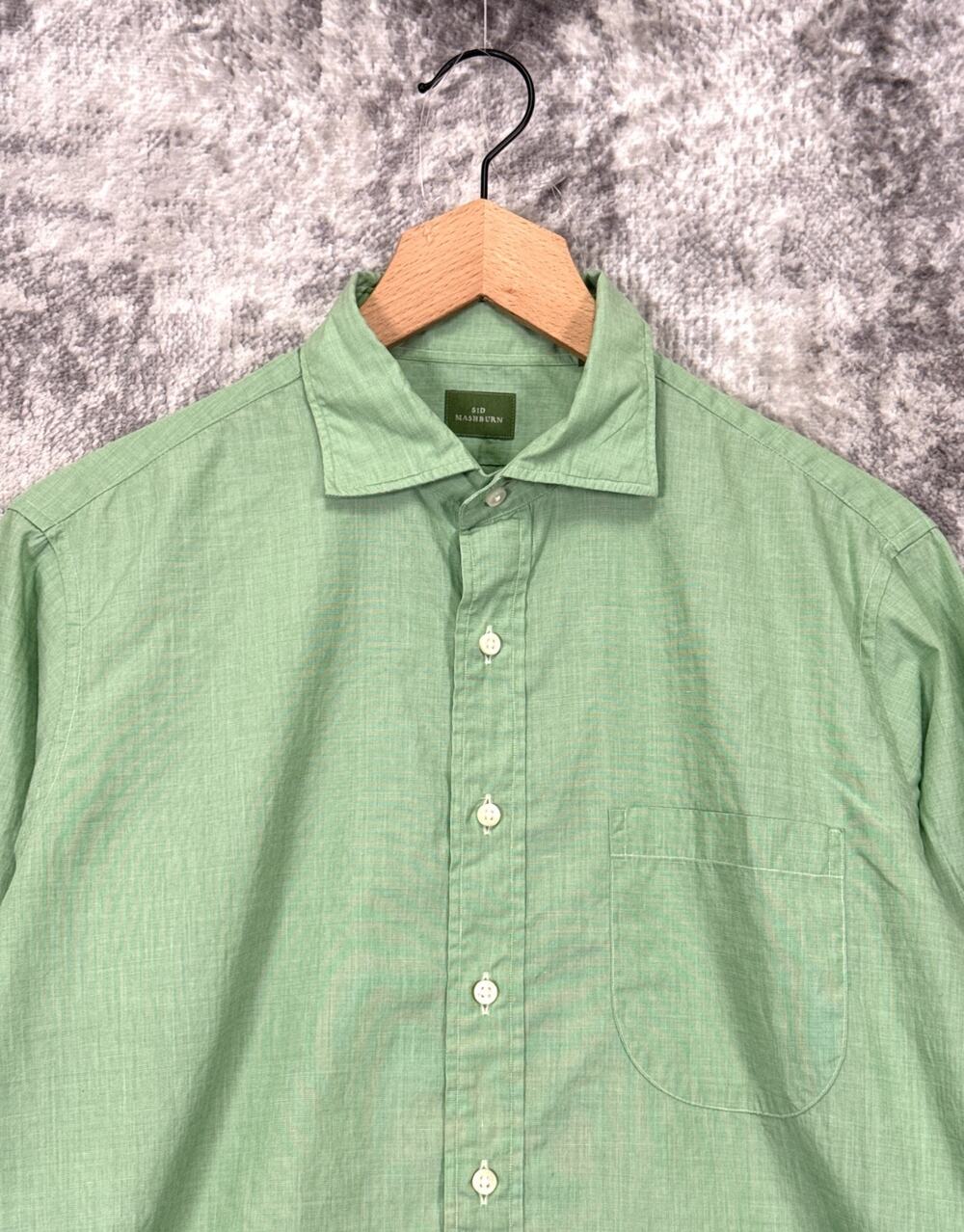 Sid Mashburn Shirt Medium Mens Green Lightweight Cotton Woven Long Sleeve